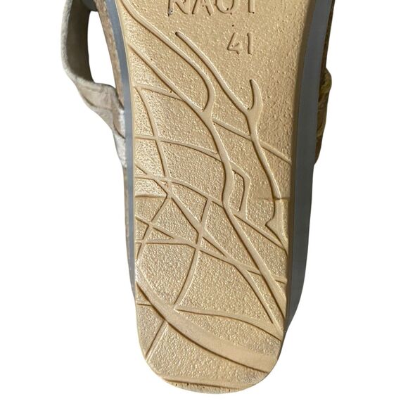 Naot Sandals Slide Strappy Wedge 10 EU 41 Gold Leather Adjustable Comfort Summer - Picture 5 of 9